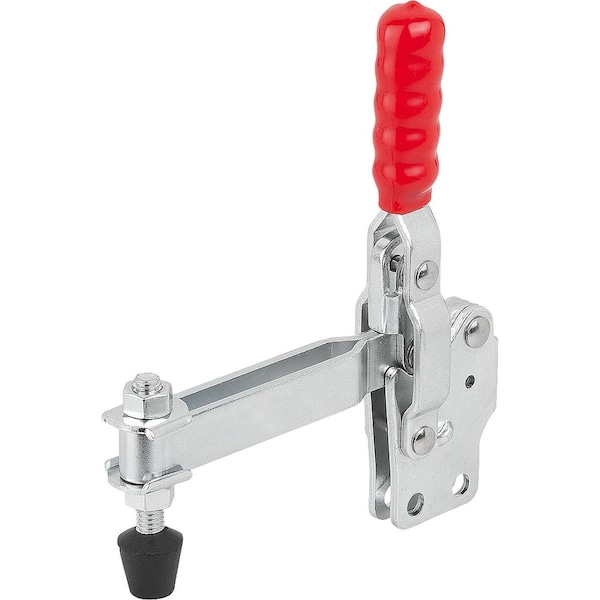 Toggle Clamp Standard L=141 Steel, Vertical Foot, Comp:Plastic, Comp:Red, F2=2400